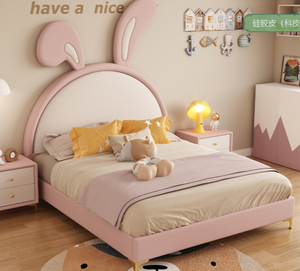 Cama Infantil Personalizable de 1.2-1.8 Metros, Diseño de Garra de Gato, Tema de Conejo de Dibujos Animados Contemporáneo, Ecológica, de Madera Contrachapada Multicapa - Product Image 4