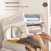 Boîte de rangement pliable en plastique pour garde-robe salon maison sac en tissu organisateur bacs de rangement empilables assemblage sans outil