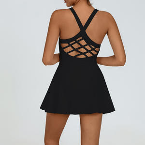 Traje de Yoga Personalizado <span class=keywords><strong>para</strong></span> <span class=keywords><strong>Mujer</strong></span>, de una Pieza, sin Mangas, de Nailon que Absorbe la Humedad, Espalda Descubierta, Secado Rápido, <span class=keywords><strong>para</strong></span> Deportes y <span class=keywords><strong>Tenis</strong></span> - Product Image 5