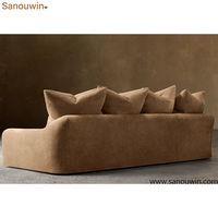 Canapé en cuir moderne à accoudoirs incurvés, canapé surdimensionné rembourré en tissu moelleux, canapé de luxe pour salon, meubles d'intérieur pour villa