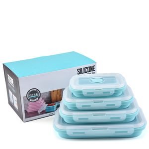 <b>Microwavable</b> Oven Safe of 4 Silicone Food Storage Containers Collapsible <b>Lunch</b> <b>Box</b> Set - Product Image 2