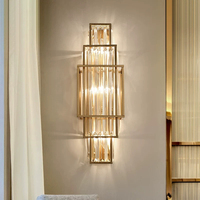 Applique murale LED en cristal doré, style moderne et luxueux, pour chambre à coucher, hôtel, salon