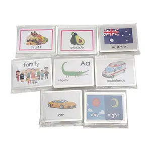 Cartões de palavras em inglês para educação pré-escolar, cartões laminados à prova d'água, vocabulário cognitivo para bebês, cartões de aprendizagem
