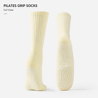 Chaussettes de yoga en coton peigné antidérapantes à bout intégral avec points en silicone, douces et respirantes pour Pilates, Barre, Fitness, Femmes, OEM ODM