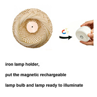 Lámparas de Pared a Pilas con Control Remoto, Lámparas de Pared de Ratán Boho Recargables, Iluminación Inalámbrica para Dormitorio o Casa de Campo