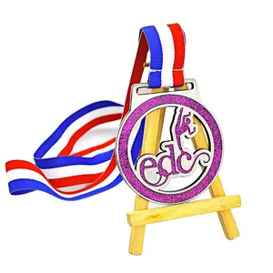 Wholesale Cheap Factory Design Sports Custom 3D Zinc Alloy Metal Enamel Award Casting Technique Marathon Running Medal With Logo