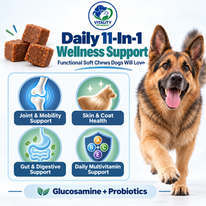 Compléments multivitaminés pour chiens avec glucosamine et probiotiques sous forme de friandises à mâcher pour la santé des articulations, de la peau, du pelage et de l'intestin. Personnalisation OEM/ODM complète. - Product Image 3