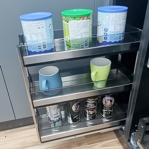 Étagères de cuisine modernes à 3 niveaux, accessoires pour évier, rangement coulissant, organisateur, étagères inférieures en verre trempé pour épices - Product Image 5