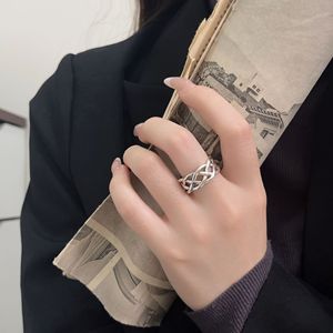 S925 Sterling Silver Cross Hollow <b>Open</b> <b>Ring</b> For Women Geometric Style Gift Jewelry - Product Image 2