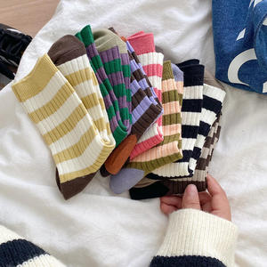 Korean Style Striped Sports <b>Socks</b> – Autumn Winter New Release Versatile Mid-Calf Color-Block Crew Knitted for Spring Summer - Product Image 2