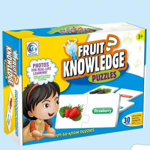 Fruit Knowledge Puzzle Wooden Alphabet Puzzle Board Educational Toys for kids