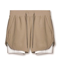 YIYI Sommer 2-in-1 Handy-Tasche Kordelzug Herren Polyester Laufshorts Atmungsaktive Tarnmuster Radfahr- und Fitness-Shorts für Männer Casual