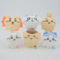 Lot de 6 porte-clés en peluche brodés Usagi mignons de dessin animé pour la décoration de sacs à dos et les machines à griffes