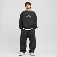 Ensemble de survêtement en molleton 2 pièces, sweat-shirt à col rond pour homme + pantalon de survêtement double style banane, tenue streetwear oversize avec logo personnalisé