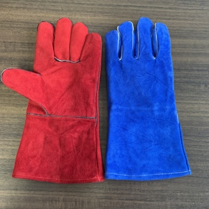 Guantes de Soldadura Resistentes al Calor de 14 Pulgadas con Certificación <span class=keywords><strong>CE</strong></span>, Guantes de Soldadura de Cuero Vacuno con Logotipo Personalizado para Protección de Manos de Soldador - Product Image 1