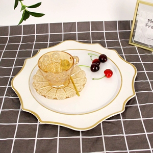 Assiettes de présentation élégantes pour mariages, assiettes à fruits à bordure dorée irrégulière pour la décoration de table de réception de mariage et centre de table - Product Image 3