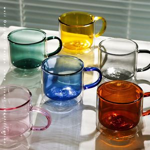Tasse à café en verre coloré à double paroi résistante aux hautes températures avec poignée, design moderne et simple pour la maison - Product Image 3