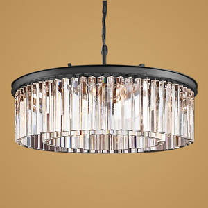 American Design Chandelier <b>Lamp</b> Home Hotel Black Round <b>Large</b> K9 Crystal Chandeliers Lighting - Product Image 1