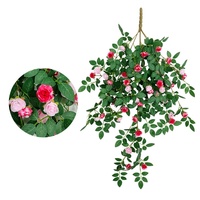 Guirlande de roses artificielles en soie rouge-orange vibrantes, fausses fleurs pour couvrir les tuyaux de climatisation, décorer les balcons, les mariages et les murs