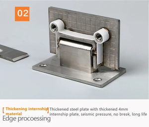 Charnière de porte de douche en acier inoxydable pour salle de bain, fixation plate à 90 degrés pour porte en verre sans cadre ou pince de fixation pour verre - Product Image 2