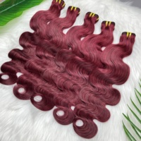 Extensions de cheveux humains brésiliens vierges non traités, ondulés, alignés aux cuticules, couleur rouge 99j, lots de tissages de cheveux naturels de vison, fournisseur