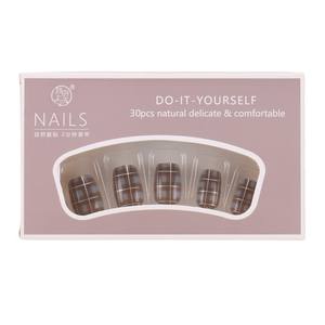 INS Uñas portátiles Sensación de gama alta Otoño Invierno Retro Plaid Xiaohongshu Venta caliente Puntas de uñas desmontables Producto terminado - Product Image 5