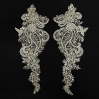Applique en strass 3D de haute qualité, faite à la main, avec perles et cristaux, à coudre sur les vêtements, en dentelle, pour la mode, vente en gros, patchs pour tissus vestimentaires
