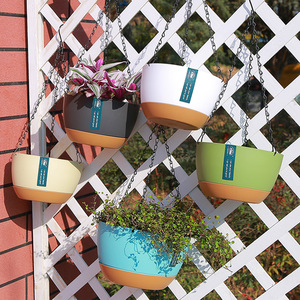 Hanging <b>Basket</b> Flower Pot Resin Self Watering Round Multi Color For Home Balcony Garden Decor - Product Image 1