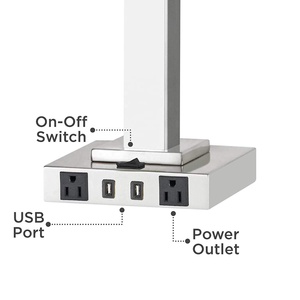 Gguest-Ánh sáng phòng với đôi <span class=keywords><strong>USB</strong></span> sạc cổng AC Ổ cắm điện vuông bài bên đèn bảng khách sạn thiết lập 2 phòng ngủ đèn - Product Image 3