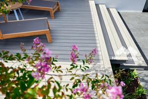 Co-Extrusion Outdoor WPC Wood Plastic Composite <b>Deck</b> Board Garden Landscaping Decking Featuring Teak PVC Materials <b>Brushed</b> - Product Image 5