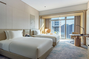 Camas de hotel de madera de diseño de chapa de madera de tamaño doble Queen King personalizadas 5 estrellas - Product Image 5