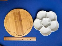 Plateau tournant écologique en bambou de style américain pour servir des amuse-gueules, des chips, des trempettes, des noix, des fruits et des légumes