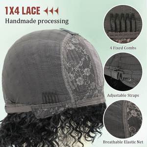 Peluca rizada de cabello humano 100% natural, con flequillo, densidad 210%, encaje frontal 4x1, cierre 4*1, de fábrica directa - Product Image 3