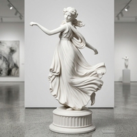 Sculpture de déesse dansante en marbre blanc massif sur mesure, artisanat traditionnel fait main pour usage intérieur/extérieur, idéale pour les villas