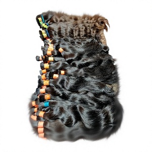 Unprocessed Natural Straight Human Extensions Loose Deep Wave Body Yaki Virgin Indian Fumi Kinky Straight Double Drawn Double - Product Image 1