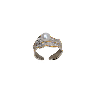 Anillo de Plata S925 para Mujer, Color Dividido, con 5-6 Perlas, Boca Móvil, Accesorios de Joyería DIY, Soporte para Cabello, Estilo Air Tide 1582 - Product Image 5