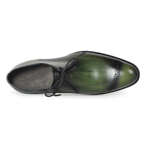 Scarpe Oxford da Uomo su Misura Verde Smeraldo, Scarpe in Pelle Patinata Dipinte a Mano Italiane, <span class=keywords><strong>Eleganti</strong></span> Scarpe Derby Brogue per Affari e Cerimonie - Product Image 2