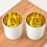 Jars à bougies parfumées en verre de luxe doré électro-plaqué, récipients à bougies en verre, jarre plate pour la fabrication de bougies