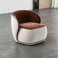 Fauteuil de détente en velours de style minimaliste moderne, rembourré en tissu et éponge, avec pieds en bois, pour salon, chambre, hôtel, bureau