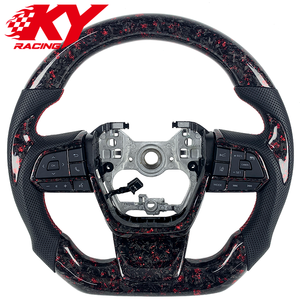 Volant sport en fibre de carbone forgé, style course personnalisé, rouge et or, pour Toyota Highlander Sienna LC300 Hilux - Product Image 1