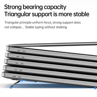 Support d'ordinateur portable mini portable auto-adhésif, support d'ordinateur invisible, support de bureau ergonomique pliable, support de refroidissement en aluminium
