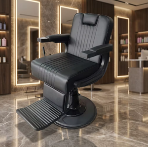 Fauteuil de barbier classique, fauteuil de salon de coiffure, dossier inclinable, hauteur réglable, cuir PU, rotation à 360 degrés - Product Image 1