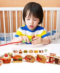 공장 조기 교육 장난감 밧줄 끈 구슬 게임 장난감 논리적 사고 훈련 과일 음식 인지 나무 장난감 - Product Image 1