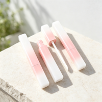 Tube de brillant à lèvres carré dégradé mignon de 4 ml, conteneur vide pour gloss, couleur personnalisée, flacon cosmétique pour huile à lèvres et teinte à lèvres