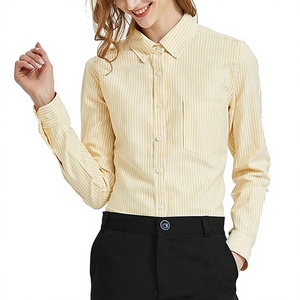 Chemise d'uniforme professionnelle à manches longues en coton Oxford 100 % rayé, style simple et polyvalent, nouvelle collection Printemps-Été 2026 pour femme - Product Image 2