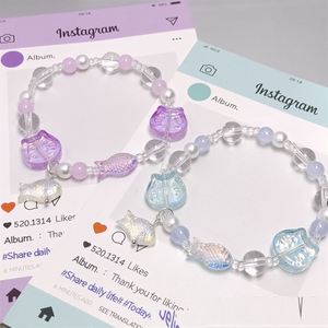 Pulsera de cuentas de cristal craquelado con diseño de palomitas de maíz de fantasía, dije de pez, color degradado, para niñas y mujeres, pulseras de la amistad, joyería - Product Image 1