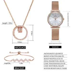 IBSO-Conjunto de reloj de lujo para mujer, conjunto de joyería elegante, relojes de cuarzo