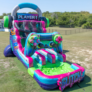 Toboggan aquatique gonflable double piste avec piscine, décorations de jeu, style château, pour 1 joueur, <span class=keywords><strong>location</strong></span> pour fêtes - Product Image 4