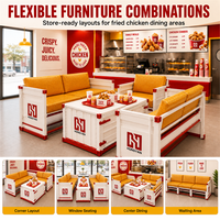 Ensemble de mobilier de restaurant moderne et durable pour poulet frit, style conteneur, avec banquette et table pour fast-food et restauration rapide (QSR)