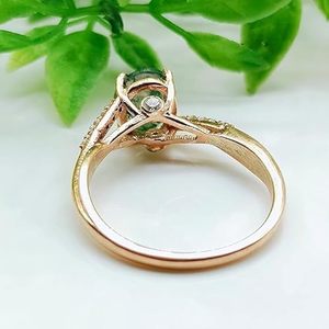 925 Sterling Silver Natural <b>Moss</b> <b>Agate</b> Oval Cut Rose Gold Plated Luxury Prong Setting Delicate Promise <b>Ring</b> for Women - Product Image 5